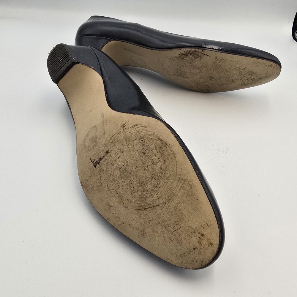 Soft Style Hush Puppies Angel II Block Heel Navy Blue Smooth Shoe Womens 10 M - Picture 6 of 8